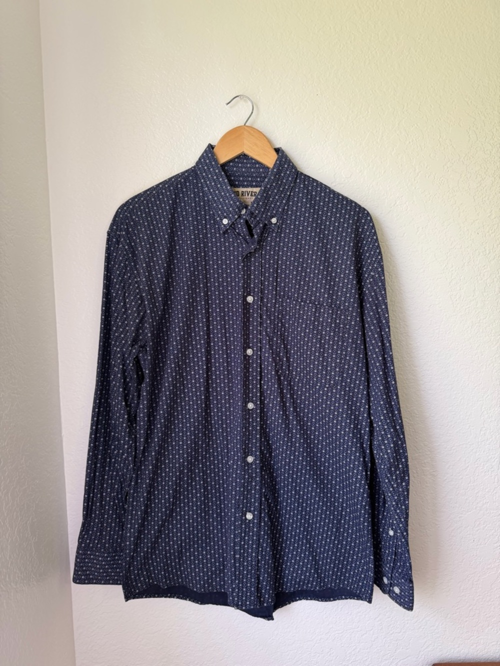 Red River Outfitters Navy Patterned Western Long-Sleeve Button-Up Shirt